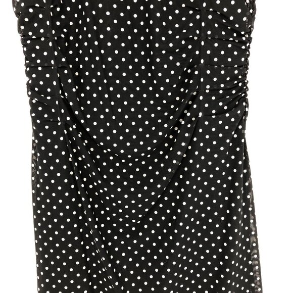 Le Chateau Black white Polka Dot short sleeve ruched NWT Dress Size Large - Picture 8 of 16